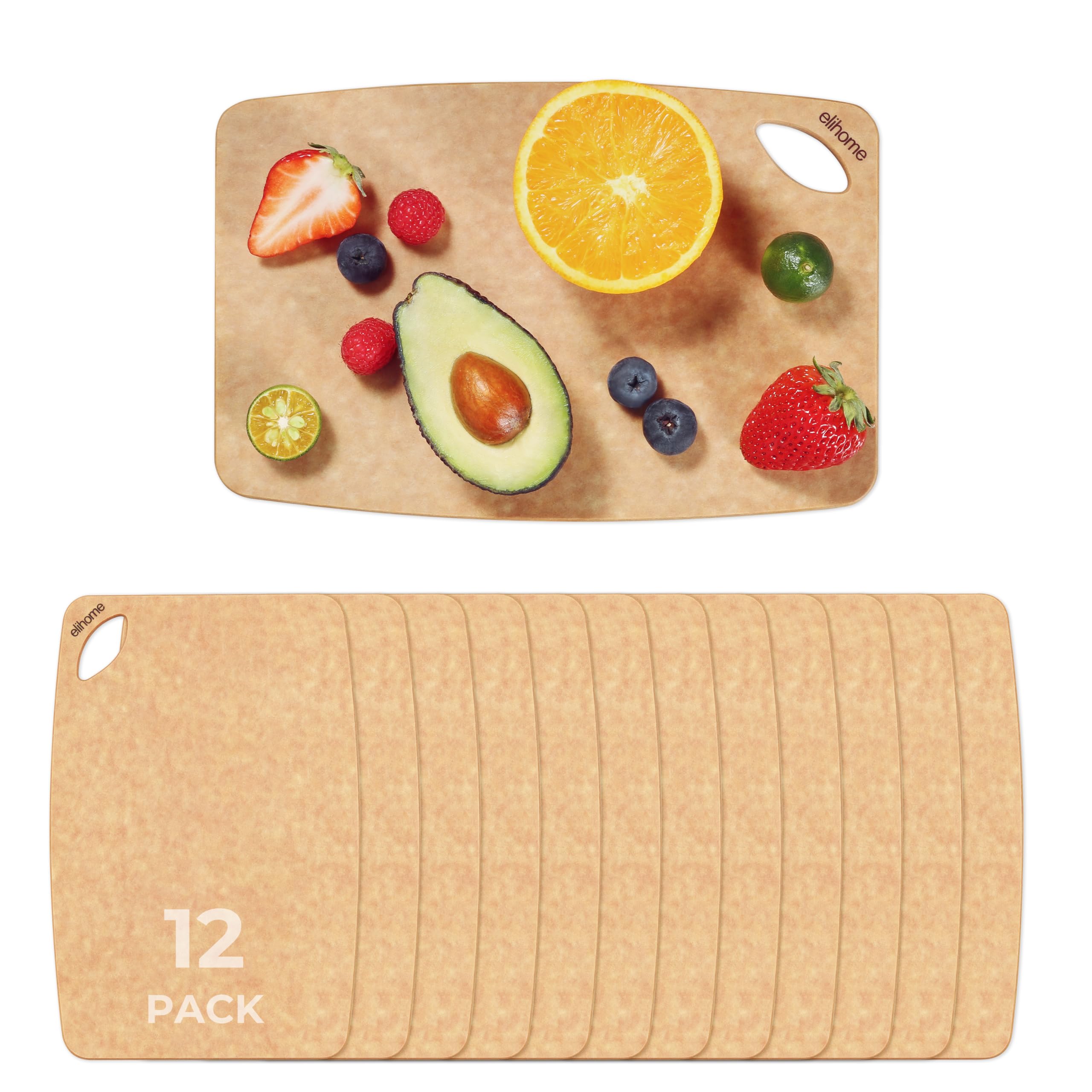 Premium 12-Pack Small Wood Fiber Composite Cutting Boards - 10
