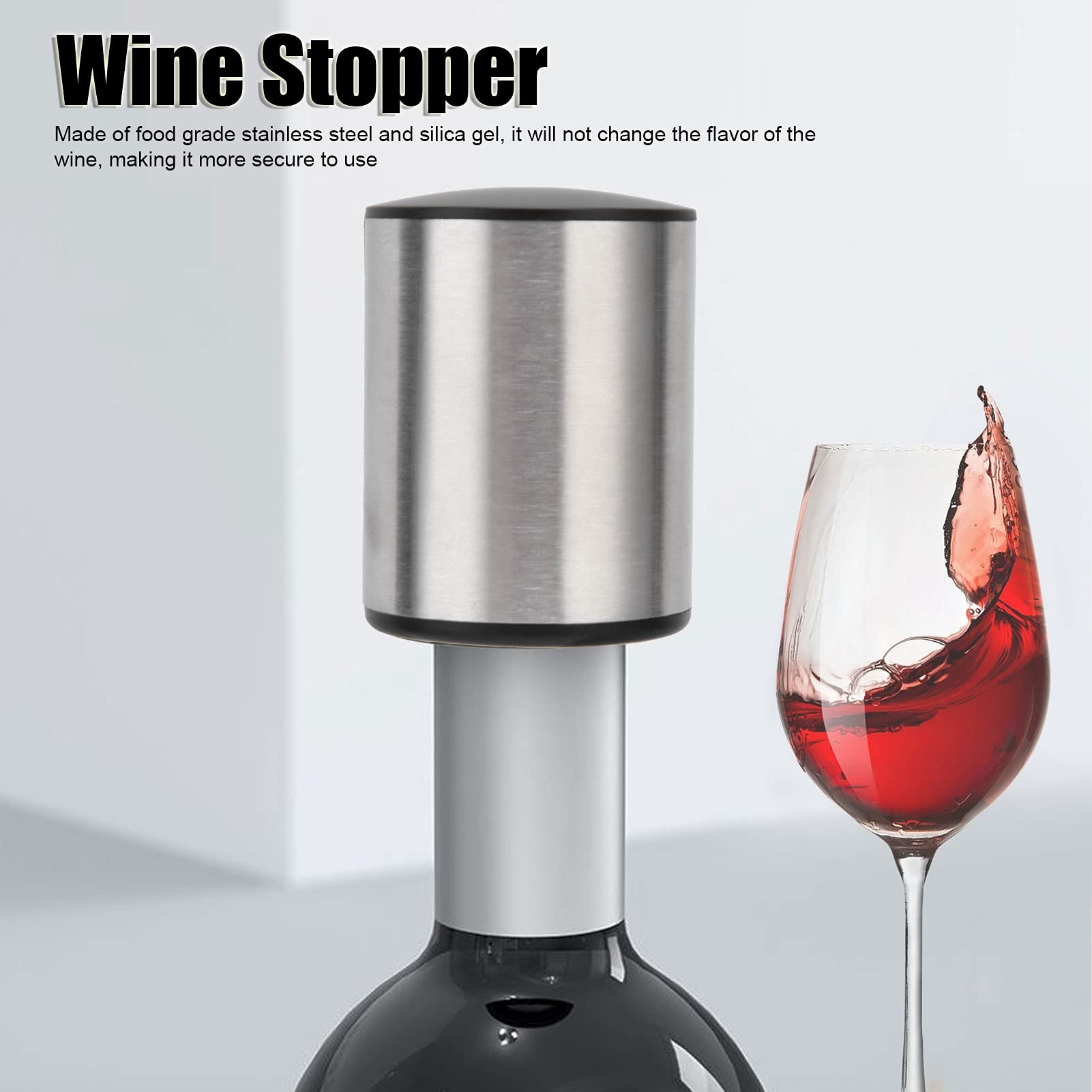 Premium Stainless Steel & Silicone Wine Stopper - Airtight Wine Preserver for Red, White & Sparkling Wines - Perfect for Home, Parties, Bars & Gifts for Wine Lovers