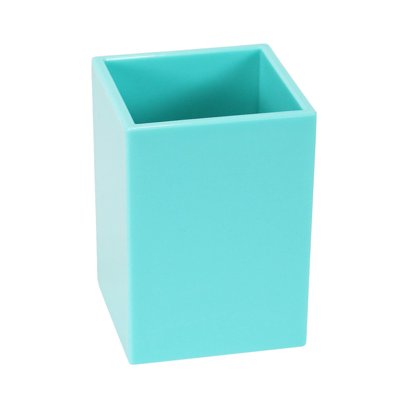 Koqye Acrylic Pen Holder - Teal Pencil Cup Organizer for Desk, Office & School | Decorative Makeup Brush Storage | Perfect for Home, Office & Classroom Organization (Teal)
