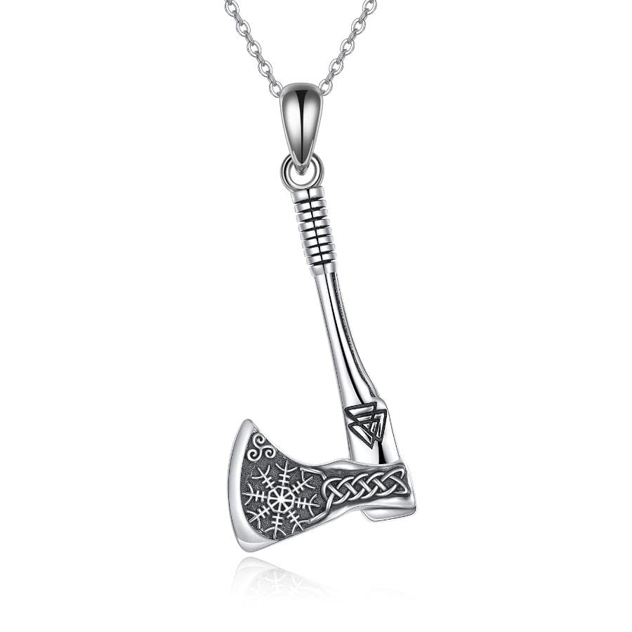VENACOLY Viking Axe & Eagle Necklace - 925 Sterling Silver Norse Jewelry for Women - Perfect Gift for Viking Lovers & Norse Mythology Enthusiasts - Great for Everyday Wear, Cosplay & Special Occasions