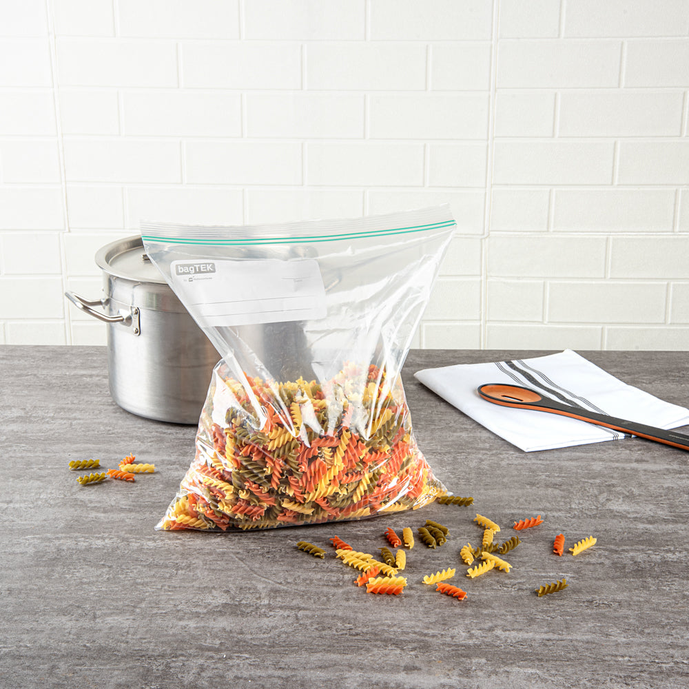 Bag Tek 2 Gallon Clear Plastic Zip Bags with Double Zipper - BPA Free, Write-On Label (15 x 13 Inches) - 1000 Count Box for Food Storage, Organization & Shipping Supplies