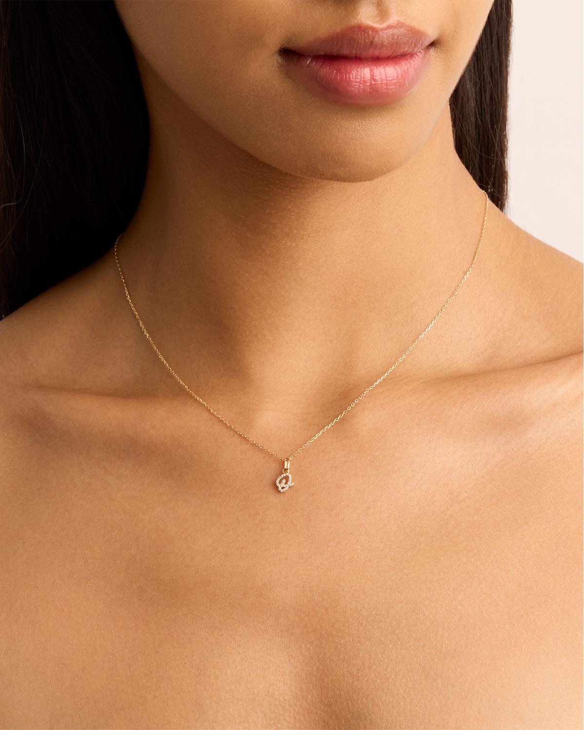 14K Solid Gold Forever Love Diamond Letter Necklace Pendant - Personalized Initial Jewelry Gift for Women, Perfect for Valentine's Day, Anniversary & Special Occasions