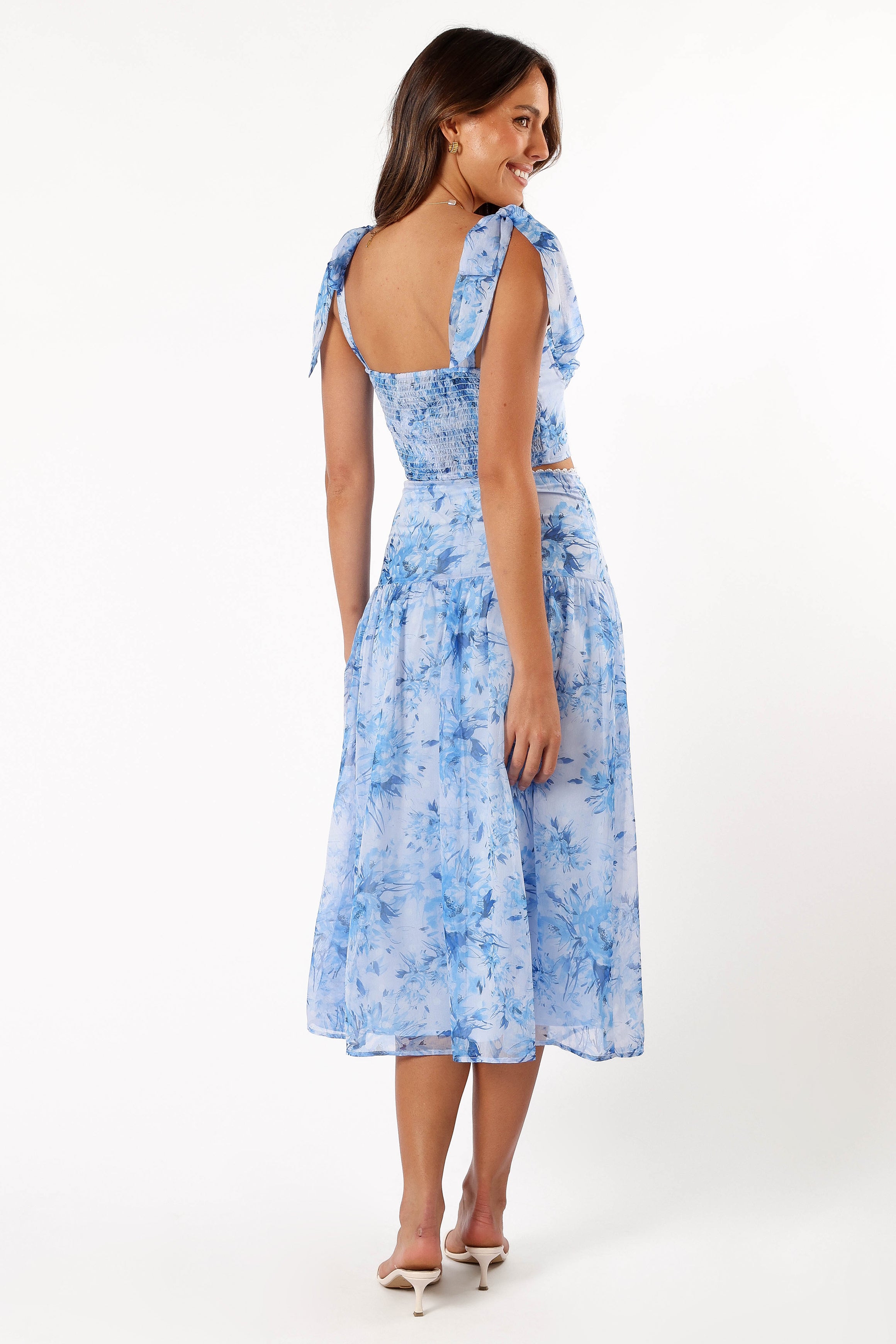 Elle Women's Blue Floral Two Piece Set - Summer Beach Outfit, Vacation Dress, Casual Chic Lounge Wear