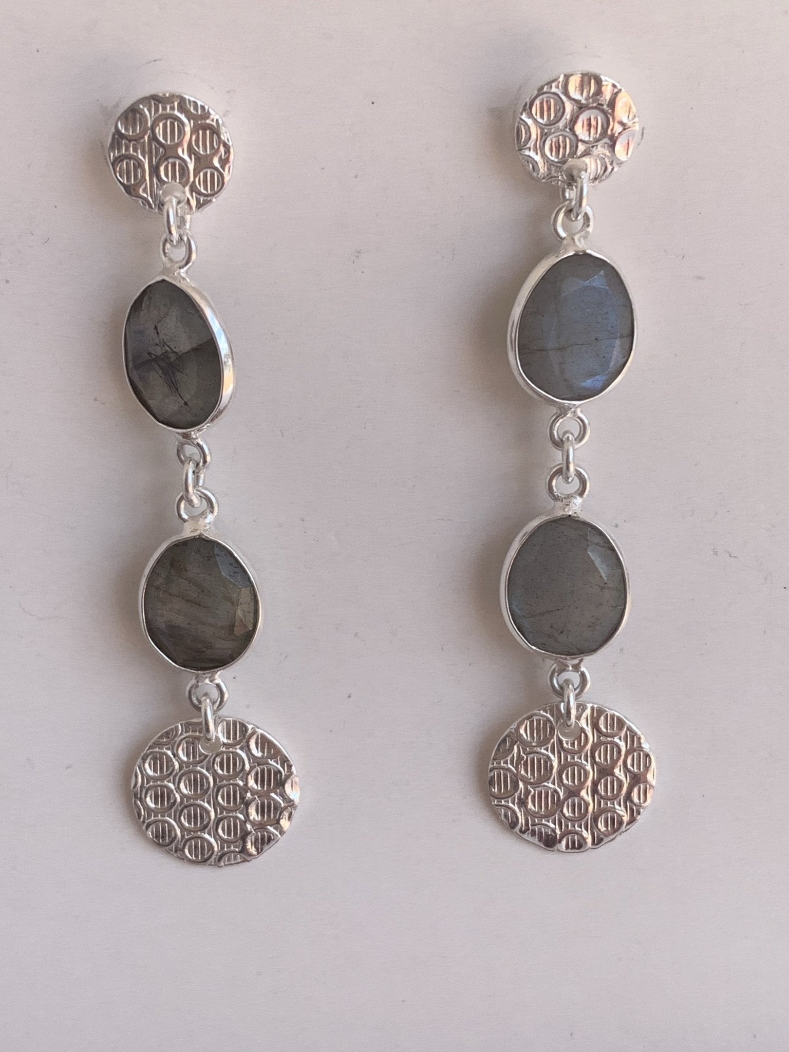 Labradorite Gemstone Designer Earrings for Women - Handmade Sterling Silver Dangle Earrings - Perfect for Parties, Weddings & Special Occasions