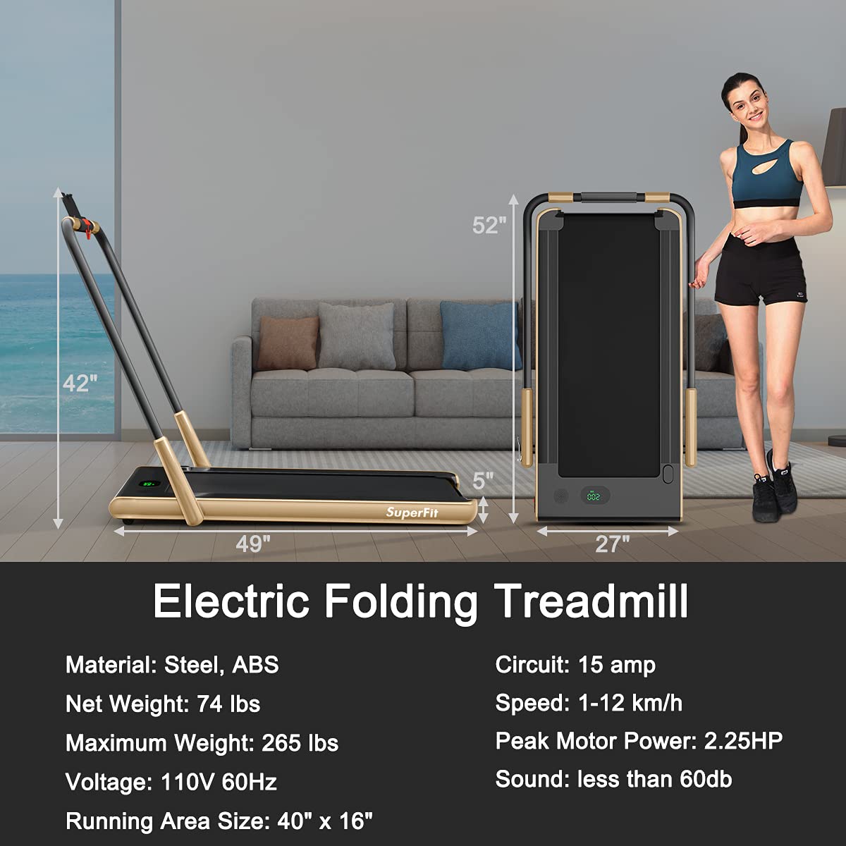 GYMAX Foldable Under Desk Treadmill with LED Display & Remote Control - Portable Walking Pad for Home Office, Standing Desk & Small Spaces - Smart App Enabled Compact Treadmill for Indoor Walking & Light Jogging