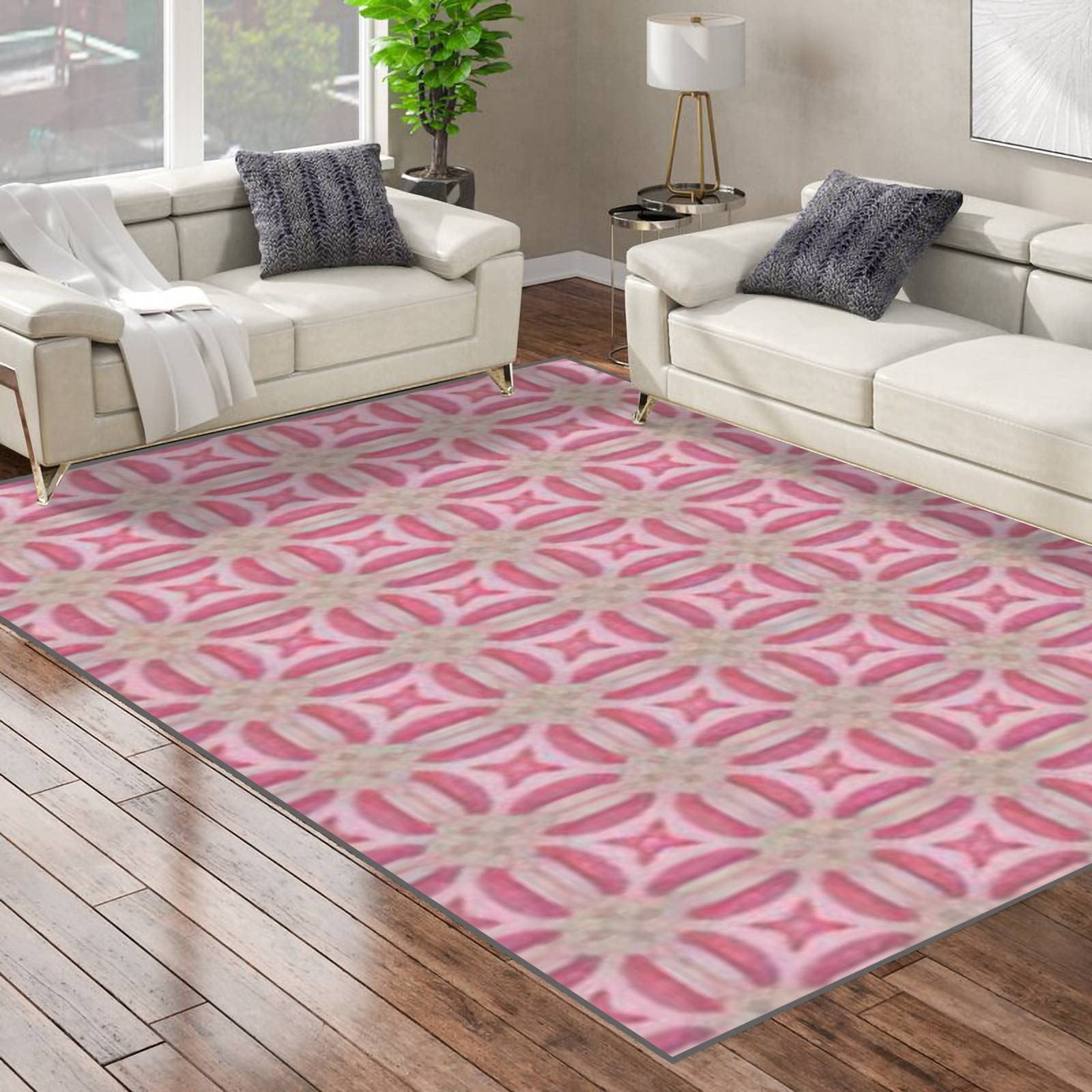 Non-Slip Purple Pakistani Ethnic Floral Batik Area Rug - Handmade Cotton Floor Carpet for Yoga, Playmat, Living Room, Bedroom & Nursery - Perfect for Home Decor, Indoor Use and Patio Door Mat
