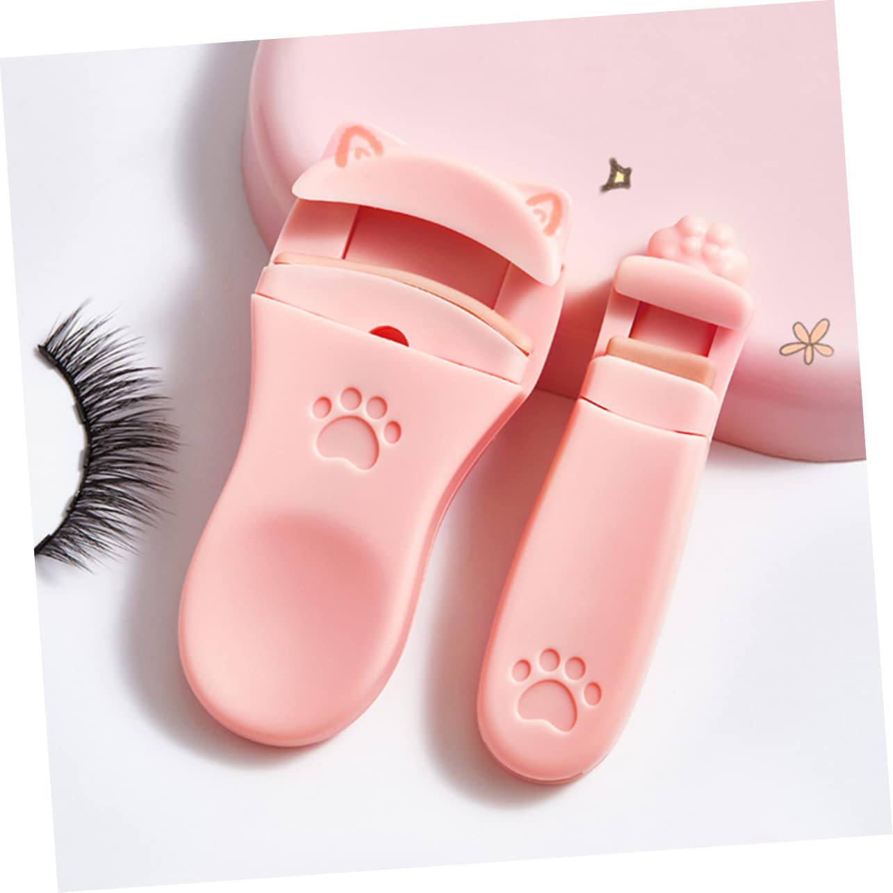 Mikinona Silicone Eyelash Curler for Asian Eyes - Peach Pink Set, Lightweight & Portable Lash Curling Tool for Easy Application | Perfect for Travel, Daily Makeup & Professional Use