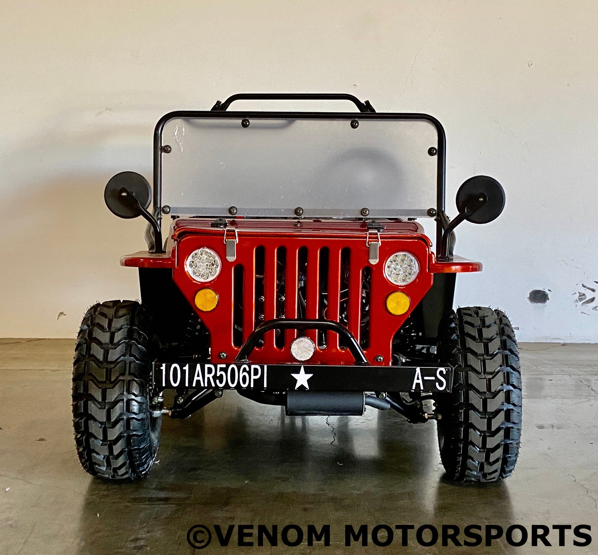 Venom Mini Jeep 125cc 2-Seater Off-Road Vehicle - Willys Edition with 3-Speed Transmission | Perfect for Kids & Adults, Backyard Adventure, Camping & Trail Riding