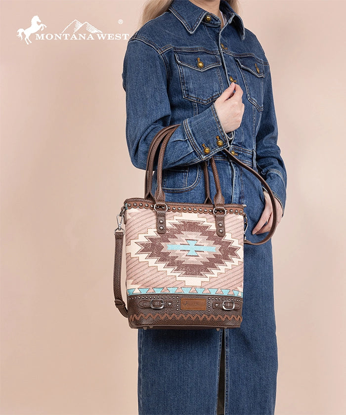 Montana West Aztec Print Concealed Carry Tote Bag Set - Stylish & Functional Handbag for Women, Perfect for Everyday Use, Travel, and Concealed Carry