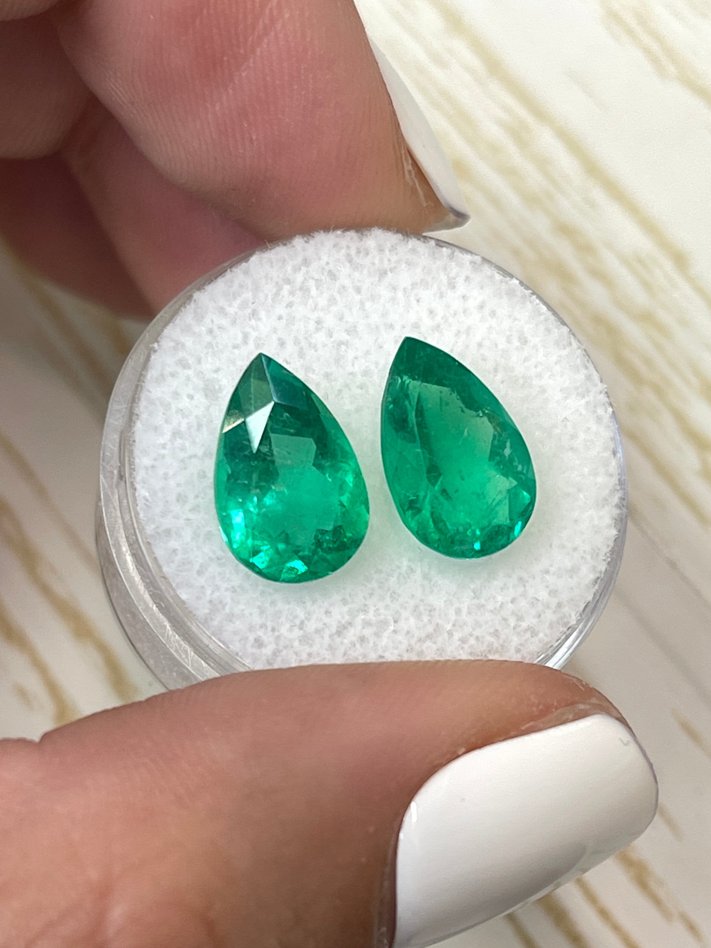 6.37tcw 12.5x8mm Pear Cut Loose Colombian Emeralds - Muzo Green Gemstones for Jewelry Making, Engagement Rings & Luxury Gifts