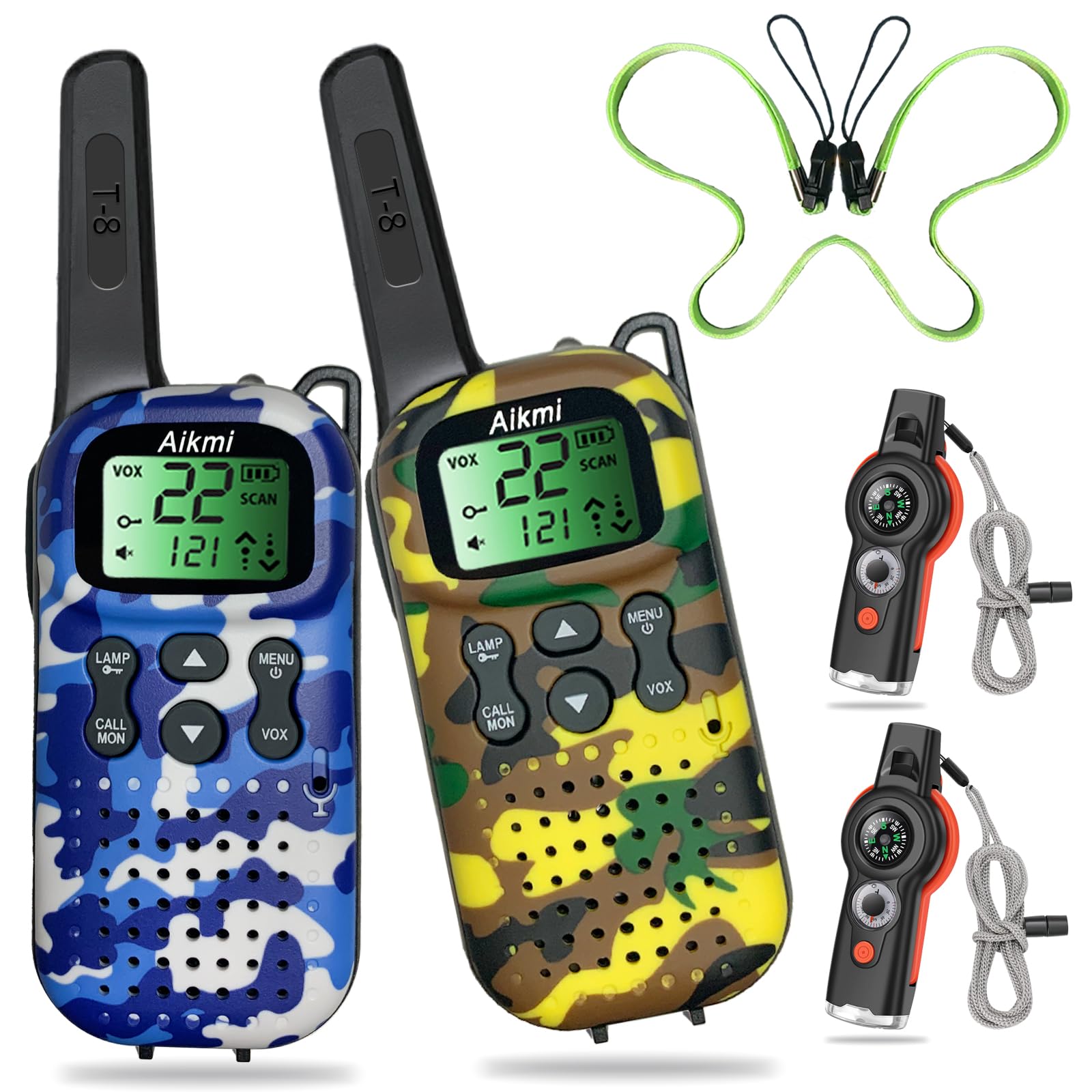 Kids Walkie Talkies - 2 Way Radios for Boys & Girls Ages 5-9 | Outdoor Adventure Toys with Camping Gear | Army Soldier Pretend Play | Birthday Gifts for Kids (Yellow & Blue) - Perfect for Camping, Hiking & Backyard Adventures