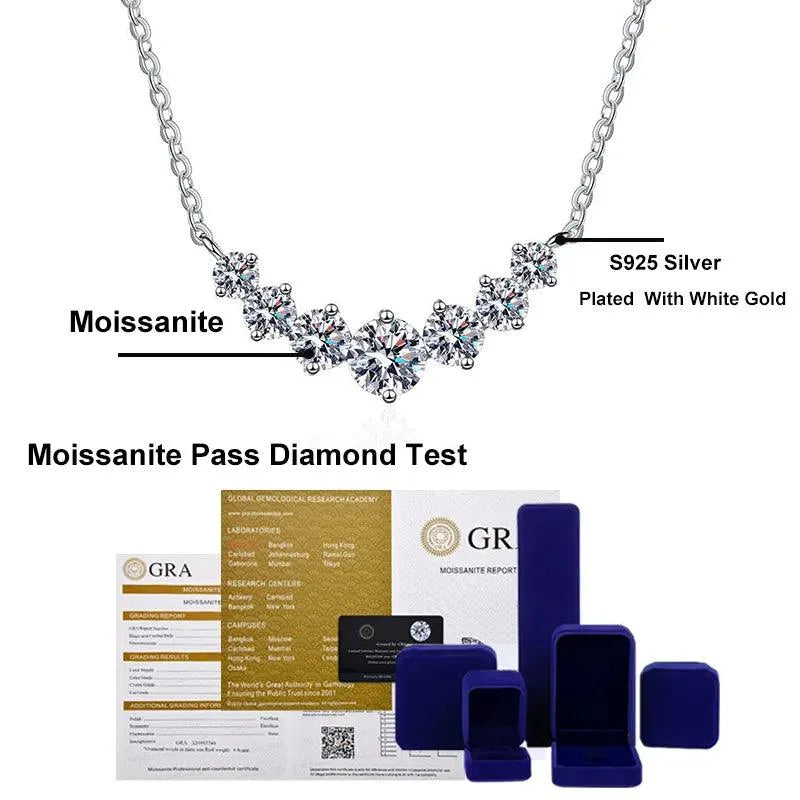 Stunning 925 Sterling Silver Moissanite Diamond Necklace for Women - White Gold Plated Pendant, Elegant Wedding & Evening Jewelry Gift