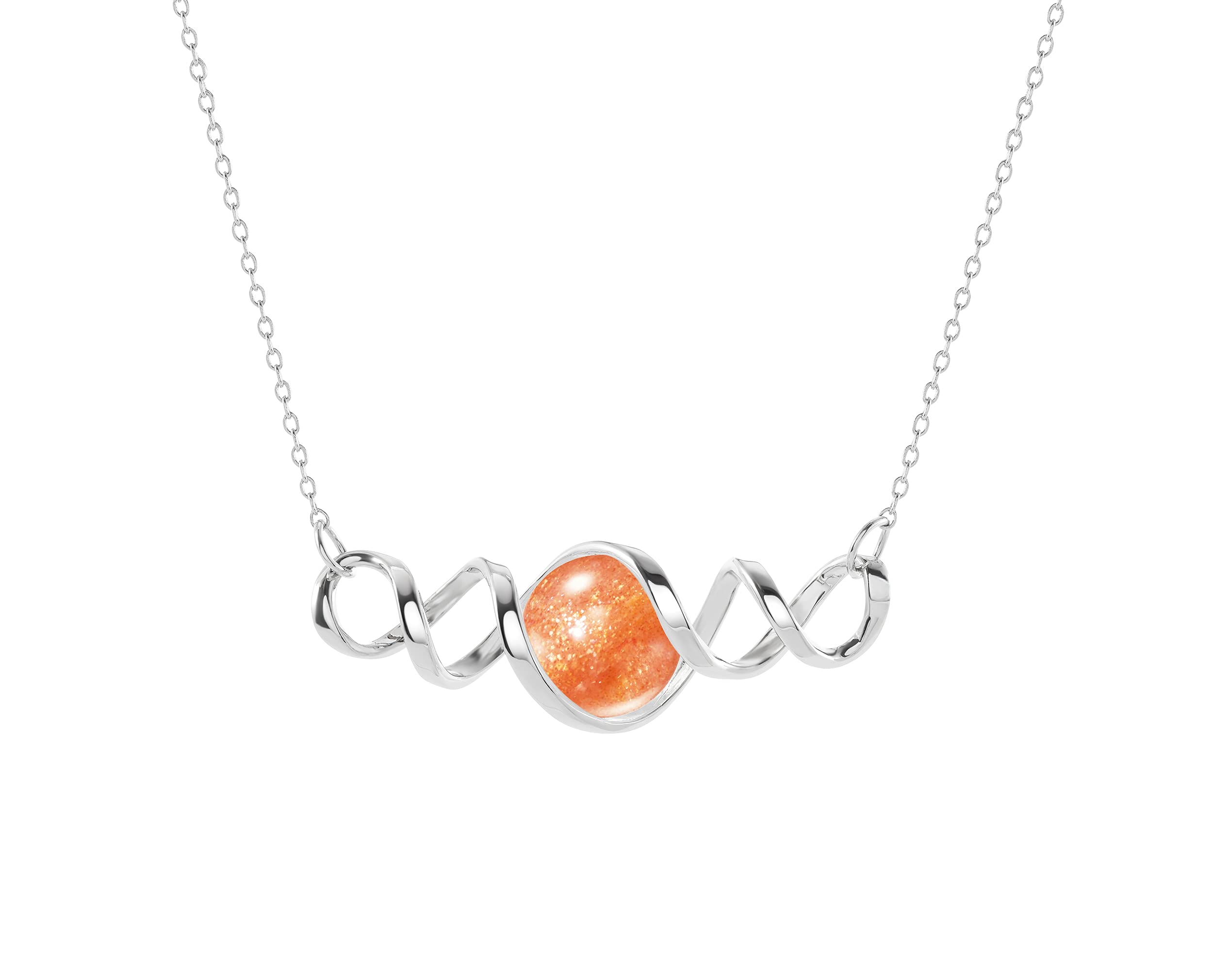 Oregon Sunstone Silver Pendant Necklace for Women - Minimalist Birthstone Jewelry, Dainty Chain for Everyday Wear, Gift for Her, Birthday, Anniversary, or Special Occasion
