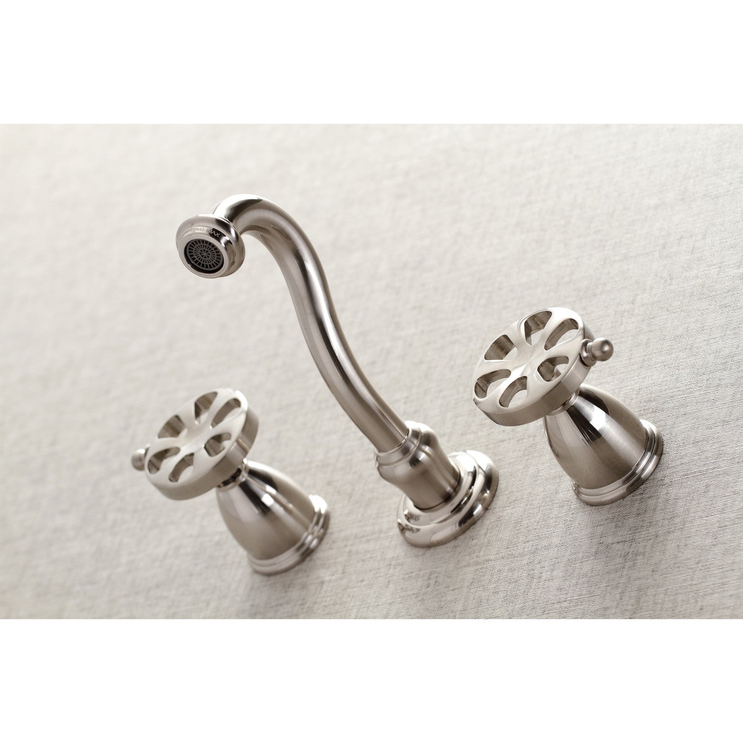 Belknap KS3128RX Brushed Nickel 3-Hole Double Handle Wall Mount Bathroom Faucet - Perfect for Modern Bathroom & Powder Room Renovations