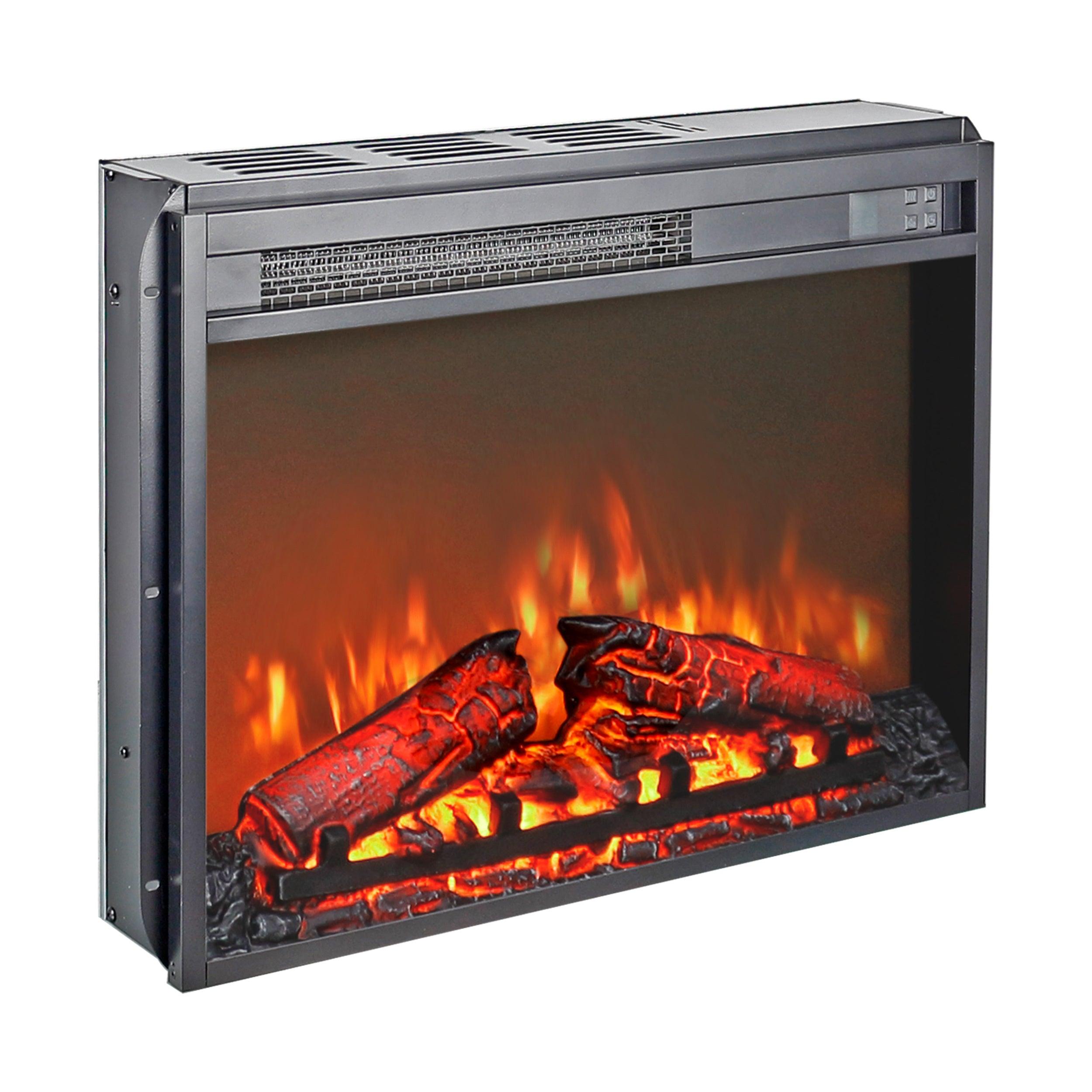 23 Inch Infrared Quartz Electric Fireplace Insert - Realistic Flame Effect, Remote Control - Perfect for Living Room, Bedroom & Office Heating