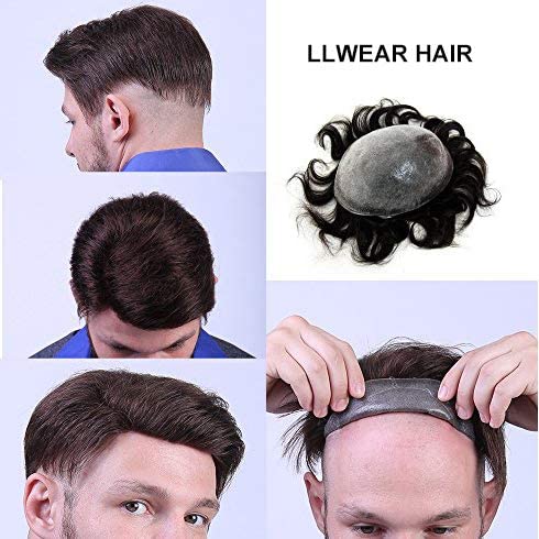 Premium Men's Toupee - 0.03mm Ultra Thin Skin Human Hair System - Soft, Breathable 8x10 Inch Base Cap - #1B60 Off Black with 60% Gray - Natural Looking Hair Replacement for Daily Wear & Special Occasions