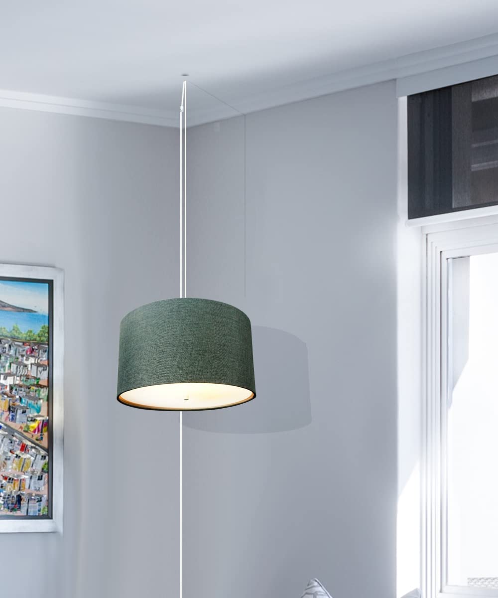 HomeConcept 2-Light Plug-in Swag Pendant with Diffuser - 18 Inch Granite Gray & White Cord - Perfect for Kitchen Island, Dining Room, or Bedroom Lighting
