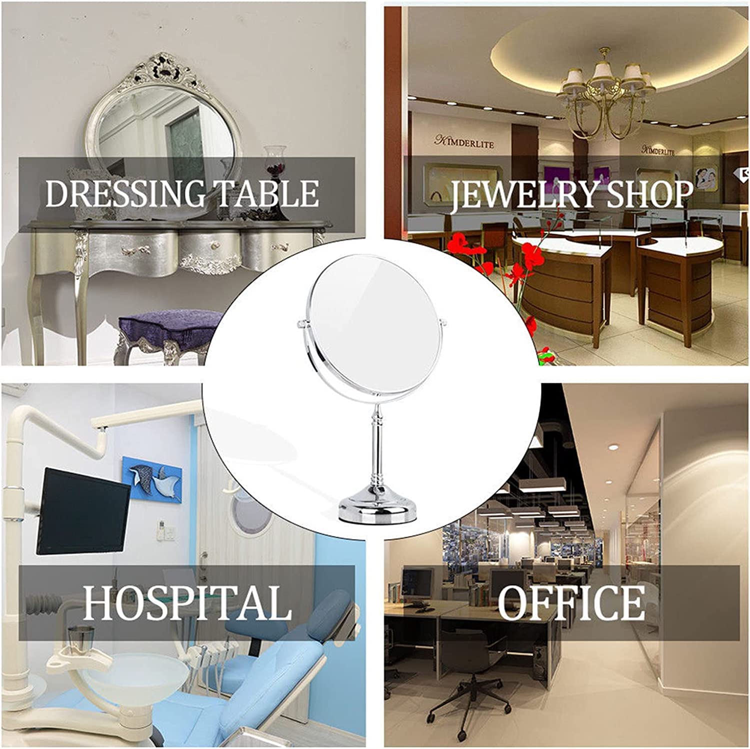 KRIVA Dual Sided Makeup Mirror 1X & 5X Magnification - Portable Folding Vanity Mirror with Stand for Bathroom, Bedroom, Dressing Table | Perfect for Makeup Application, Shaving, Skincare & Beauty Salon Use | Great Gift Idea for Women