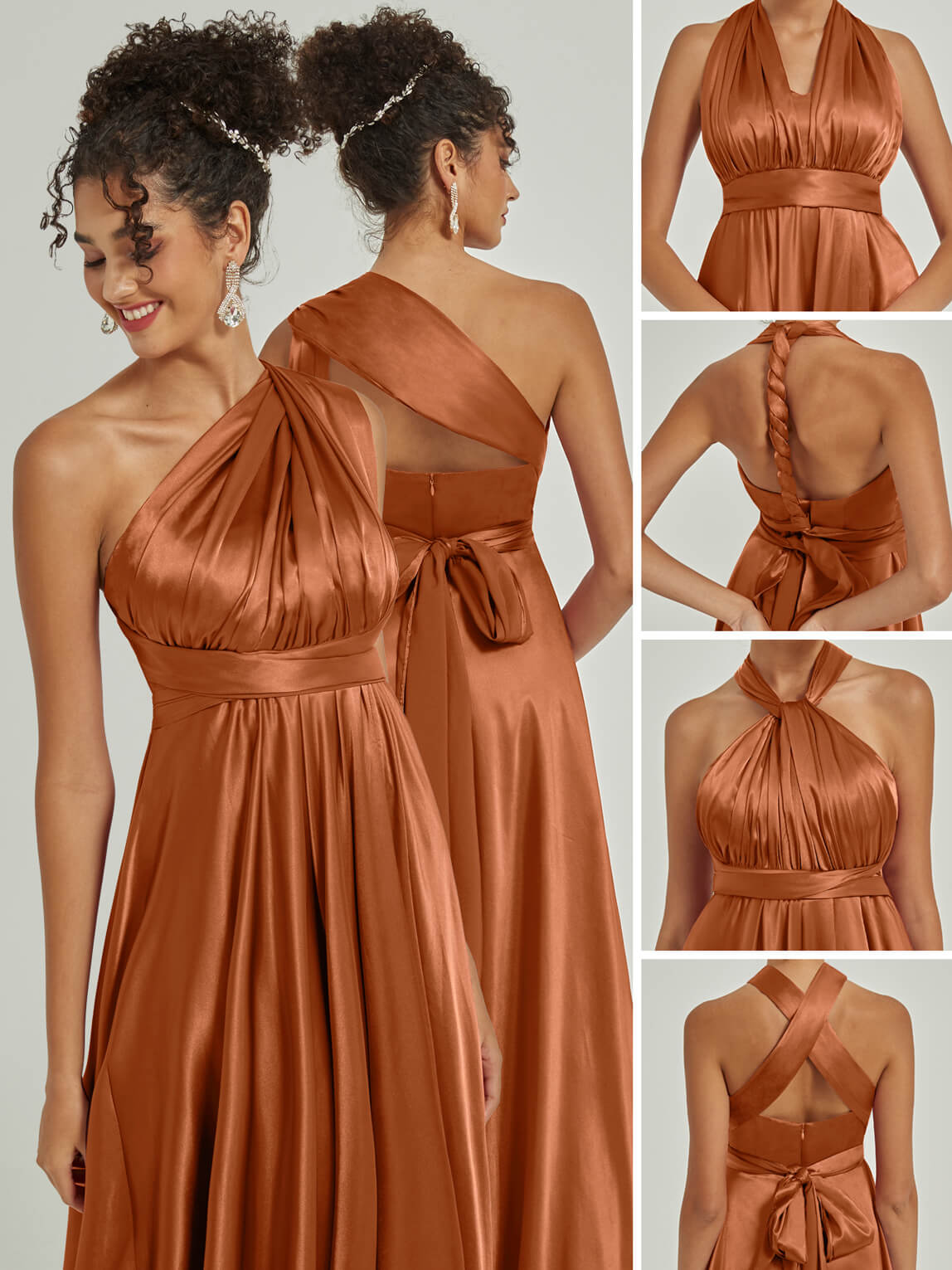 Cooper Satin Convertible Bridesmaid Dress - Multi-Way Wrap A-Line Gown for Weddings, Parties & Formal Events | Elegant & Versatile Bridesmaid Attire