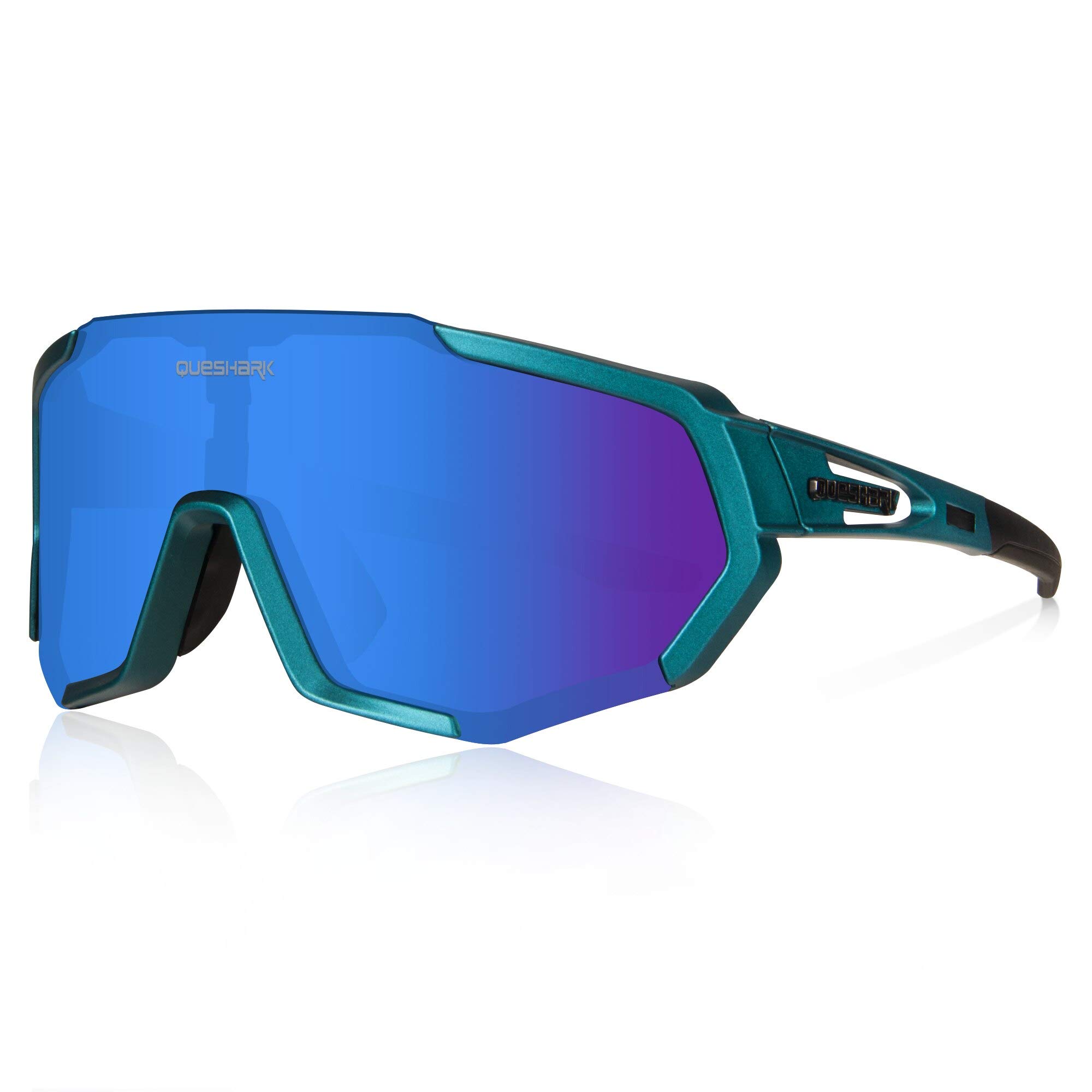Queshark Polarized Cycling Glasses for Men & Women - UV Protection Sports Sunglasses with 1 Polarized & 2 HD Lenses - Ideal for Cycling, Running, Hiking & Outdoor Activities