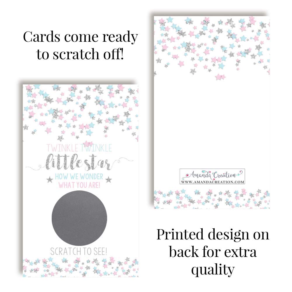 Twinkle Twinkle Little Star Gender Reveal Scratch Off Cards - 20 Pack (2