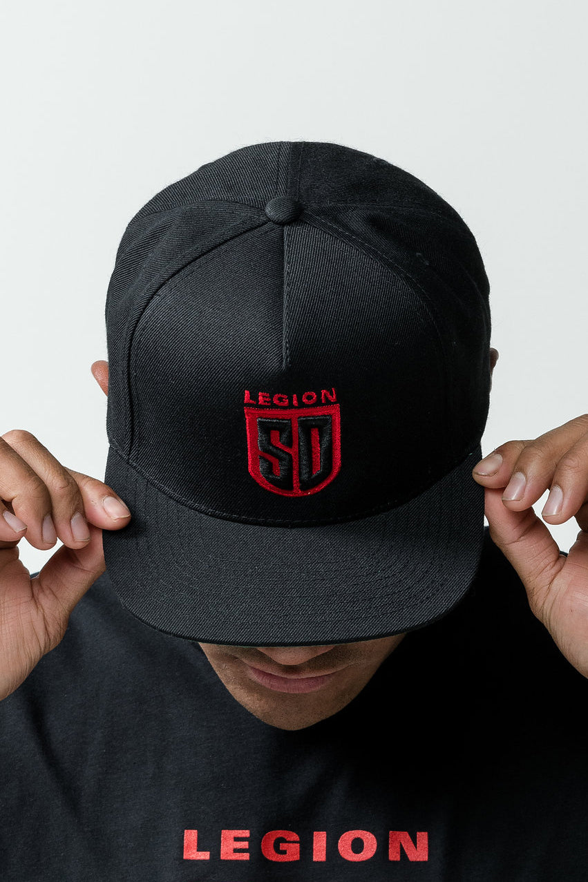 SD LEGION Shield Snapback Hat - Black - Adjustable Baseball Cap for Men & Women - Perfect for Sports, Outdoor Activities & Casual Wear