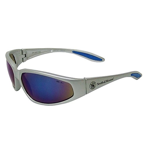 Smith and Wesson Safety Glasses (19855) - 38 Special Protective Eyewear with Blue Mirror Lens & Chrome Frame - 12 Pairs/Case - Ideal for Shooting Range, Construction Work, and Industrial Safety Use