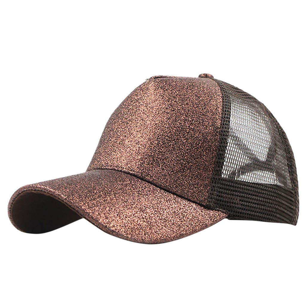 **Unisex Trucker Hat with Glitter & Ponytail Hole - Stylish Baseball Cap for Women & Men - Perfect for Outdoor Sports, Casual Wear & Summer Fashion**