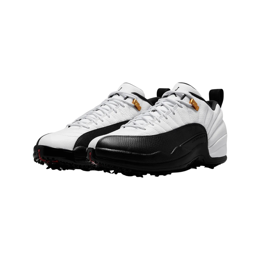 Air Jordan 12 Retro Low Golf Shoes - Men's White & Black Taxi Colorway - Perfect for Golf Course & Casual Streetwear