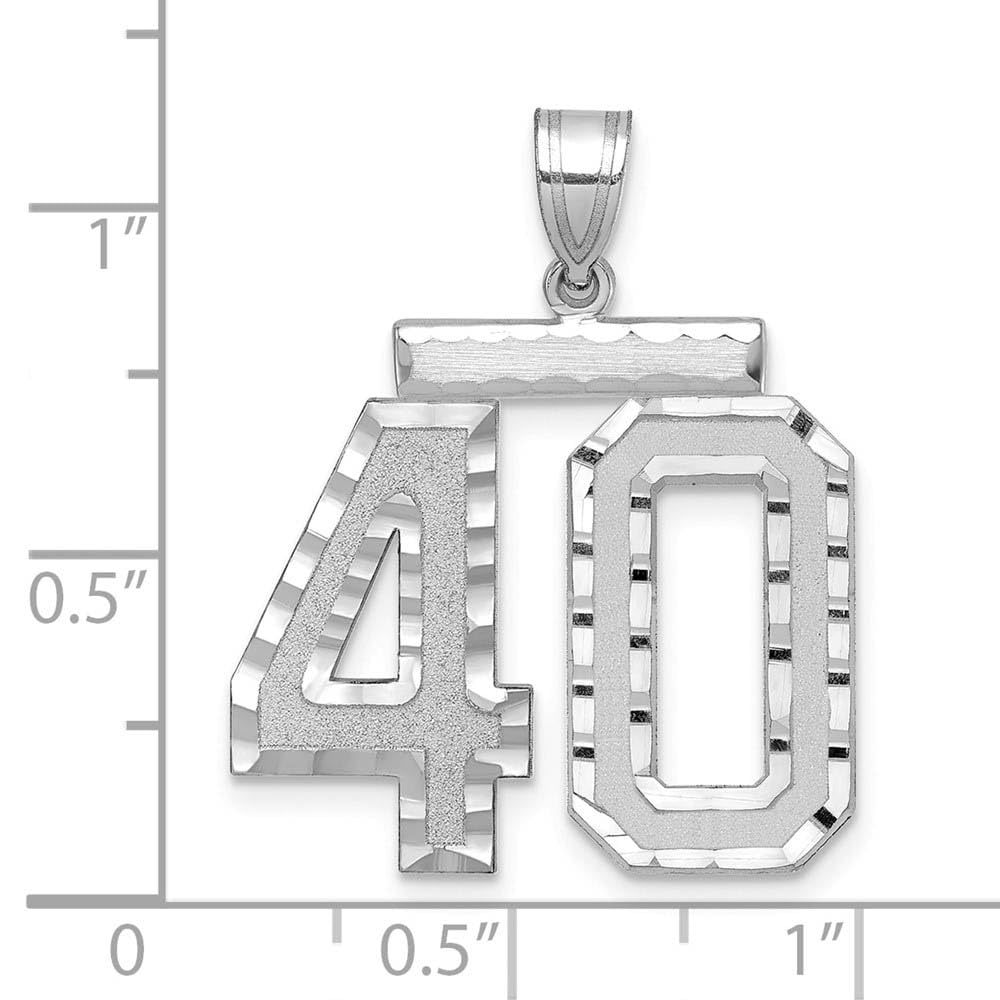 The Black Bow 14k White Gold Varsity Collection Large D/C Pendant Number 40 - Perfect for Graduation Gifts and Special Occasions