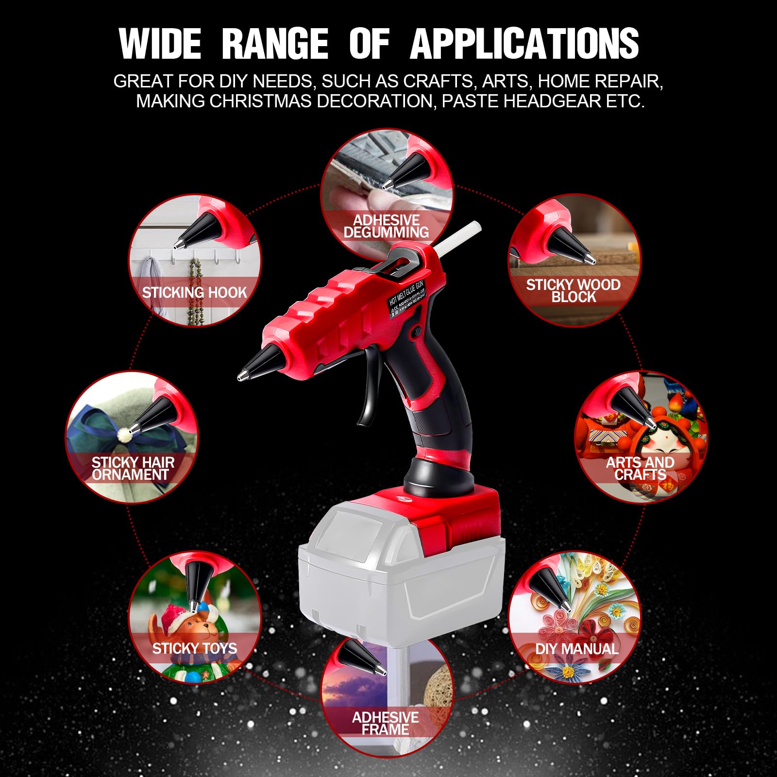 Milwaukee M18B Cordless Hot Glue Gun - 18V Max Li-ion Battery Powered, 30-Second Fast Preheat, Tool Only with 30 Glue Sticks - Perfect for Arts & Crafts, DIY Projects, Home Repairs & Woodworking