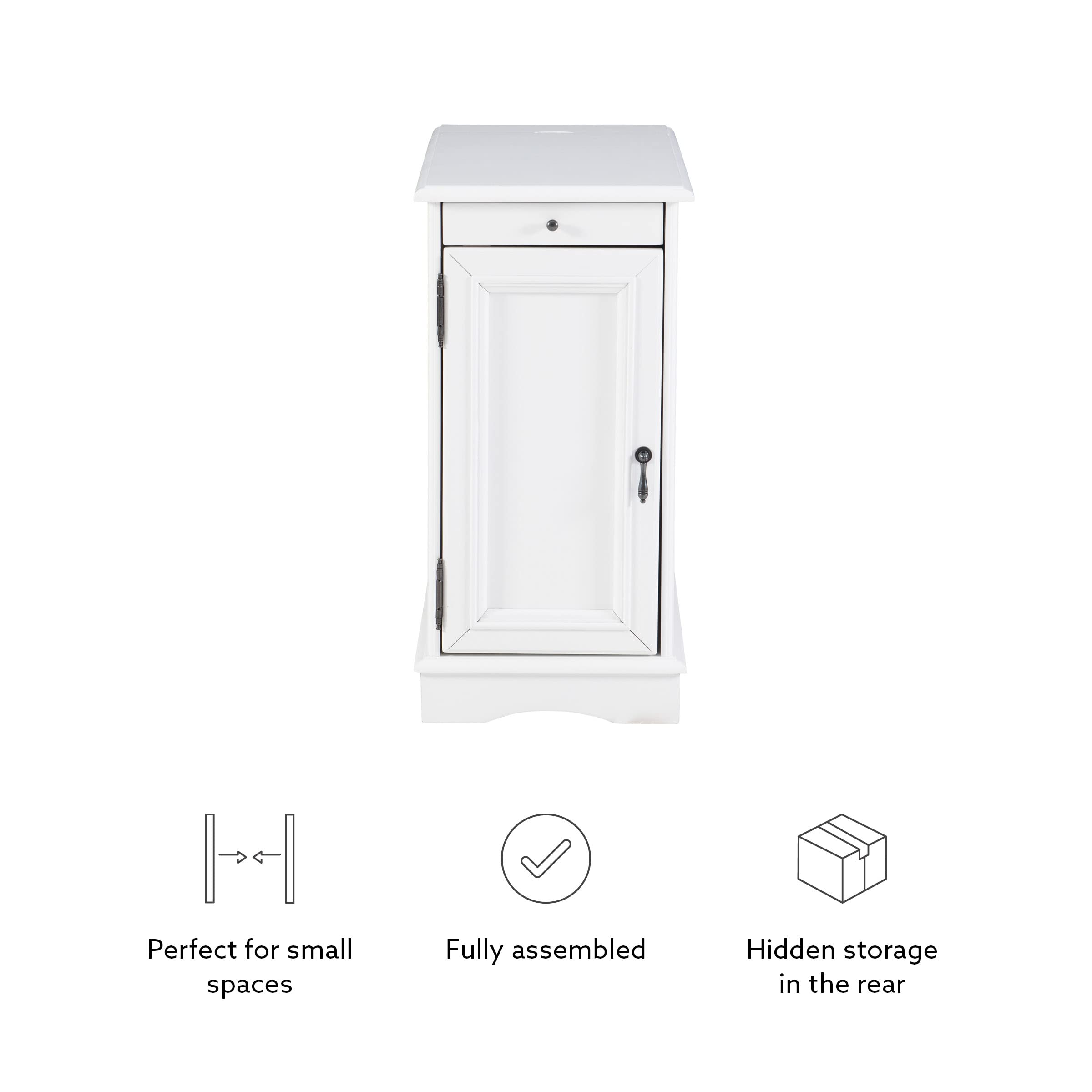 Powell Furniture Barron Small White Accent Table - Perfect for Living Room, Bedroom, or Entryway Decor