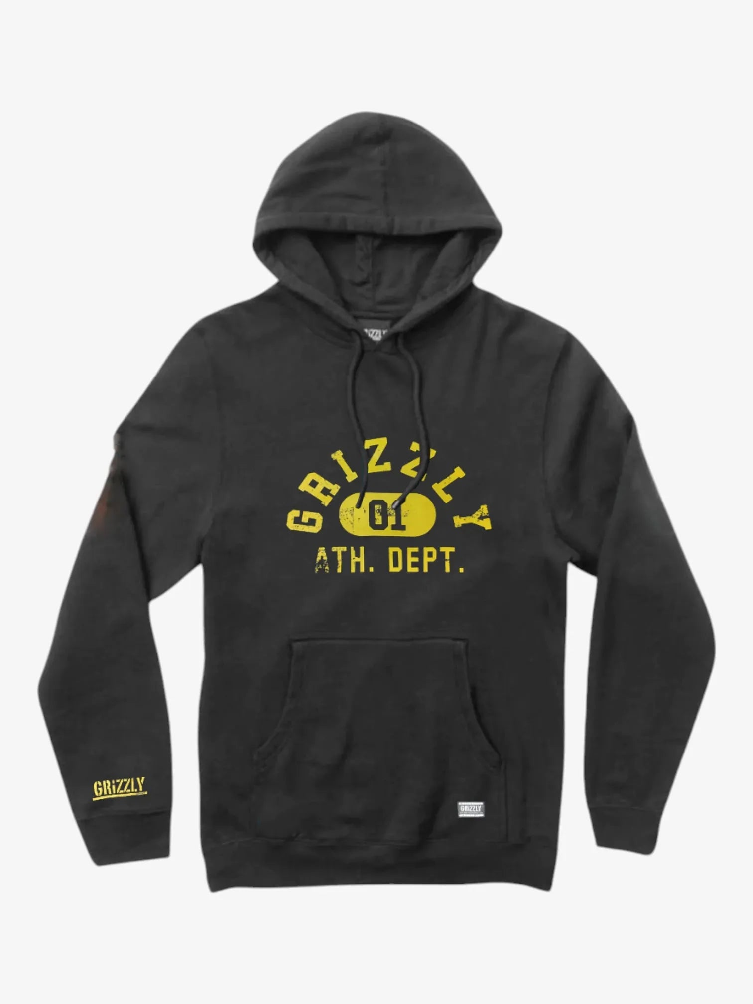Grizzly Athletic Hoodie - Men's Black Zip-Up Fleece Jacket for Running, Gym & Outdoor Activities