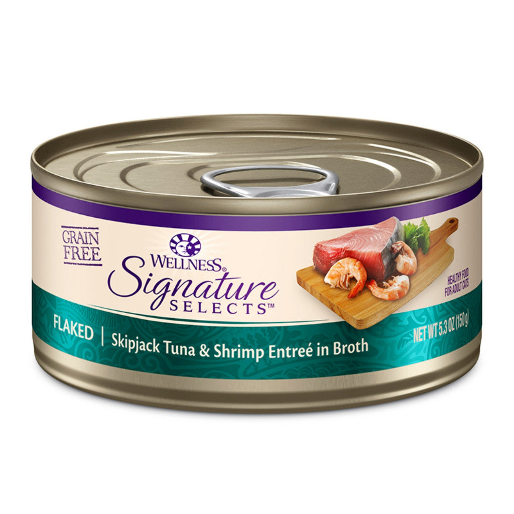 Wellness Core Signature Selects Grain-Free Cat Food - Chunky Pate with Flaked Shredded Meat, 150g Can, Healthy Adult Cat Food for Weight Management & Digestion - Perfect for Mealtime or as a Nutritious Topper
