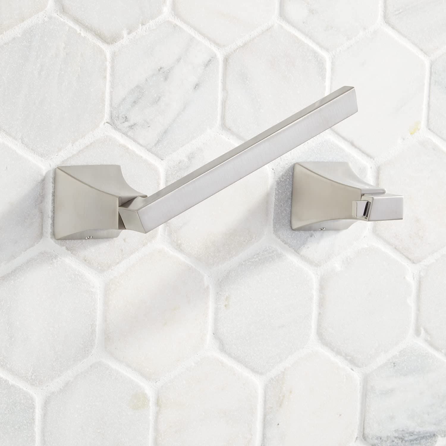 Signature Hardware 446953 Vilamonte Brushed Nickel Wall Mounted Pivoting Toilet Paper Holder - Space Saving Bathroom Organizer for Modern Homes