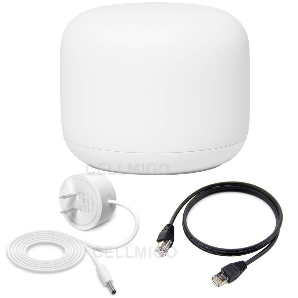 Google Nest Mesh Wi-Fi System (2 Pack) - Dual-Band Router & Point with Voice Assistant, 4K Streaming, Smart Home Compatible - White - Perfect for Whole Home Coverage & Smart Device Control