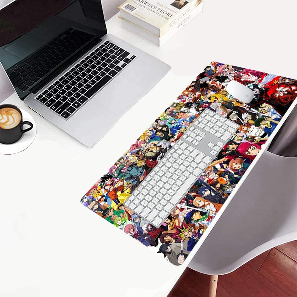 KINPLE XXL Extended Gaming Mouse Pad - Waterproof Non-Slip Surface for Keyboard & Mouse (23.6x11.8in) - Perfect for PC Gaming, Office Work & Anime Decor