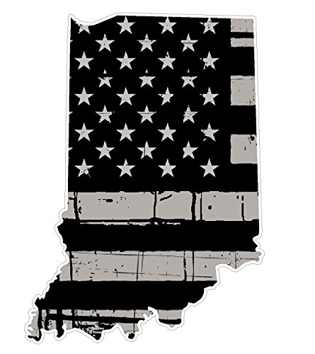Indiana State Flag Vinyl Decal - Premium Distressed American State Pride Sticker for Cars, Trucks, Windows, Laptops - USA Flag Black & White Design - Waterproof 5 Inch - Perfect for Tailgating, College Dorms & Office Decor