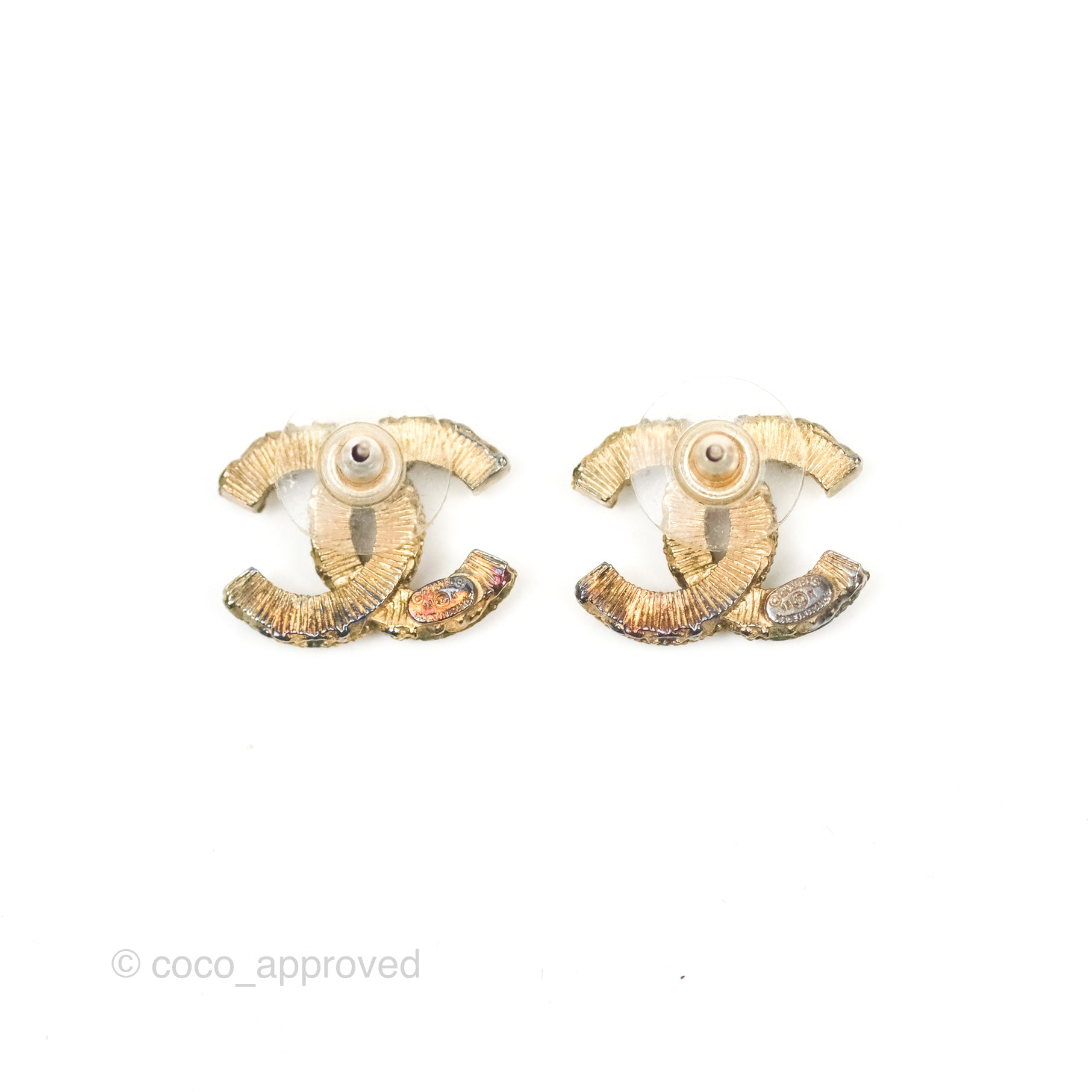 Chanel CC Logo Black Stud Earrings 13K Gold Tone - Elegant & Timeless Jewelry for Women, Perfect for Parties, Weddings & Everyday Wear