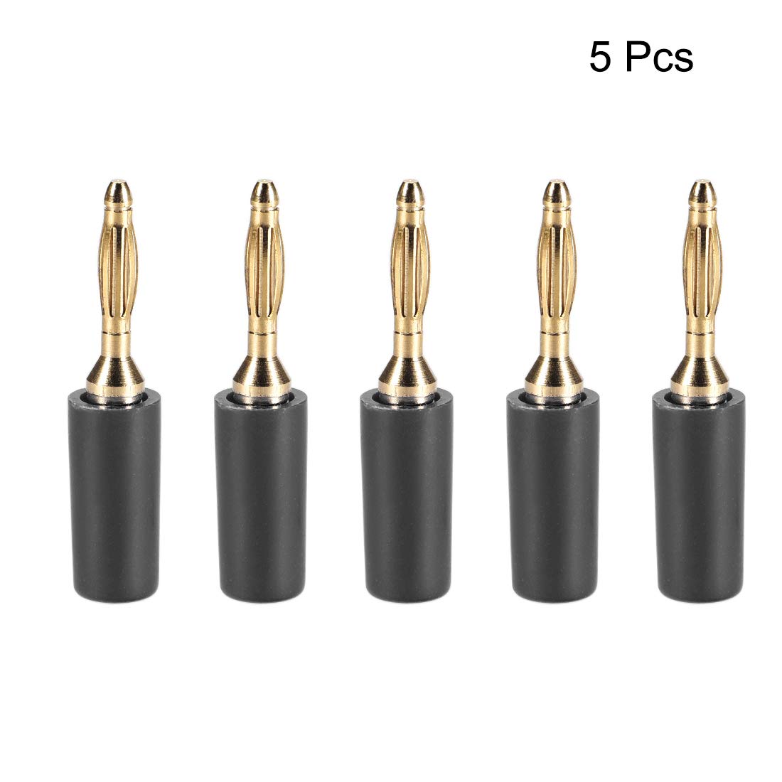 uxcell 2mm Banana Plugs - Gold & Black Speaker Wire Cable Connectors (5-Pack) for Home Audio, Stereo Systems & DIY Speaker Projects