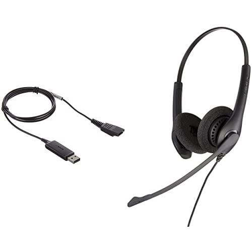 Jabra Link 230 USB Adapter & Biz 1500 Duo - Professional UC Wired Headset for Office, Call Center & Remote Work | Noise Cancelling Microphone | USB Plug & Play | PC/Mac Compatible