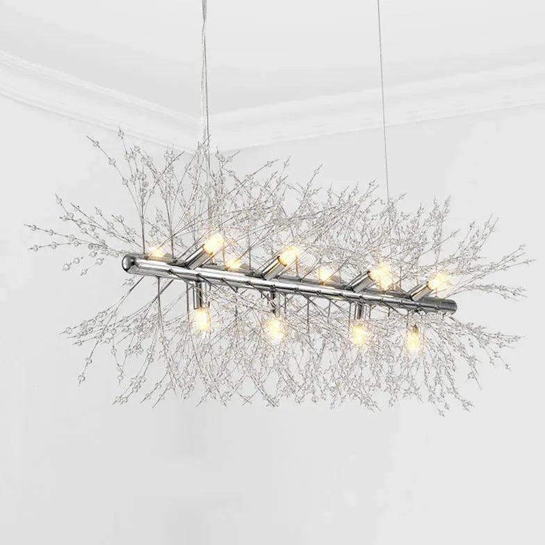 Modern Transparent Branch Chandelier - Elegant Dining Room Pendant Light for Kitchen Island, Breakfast Nook & Contemporary Home Decor