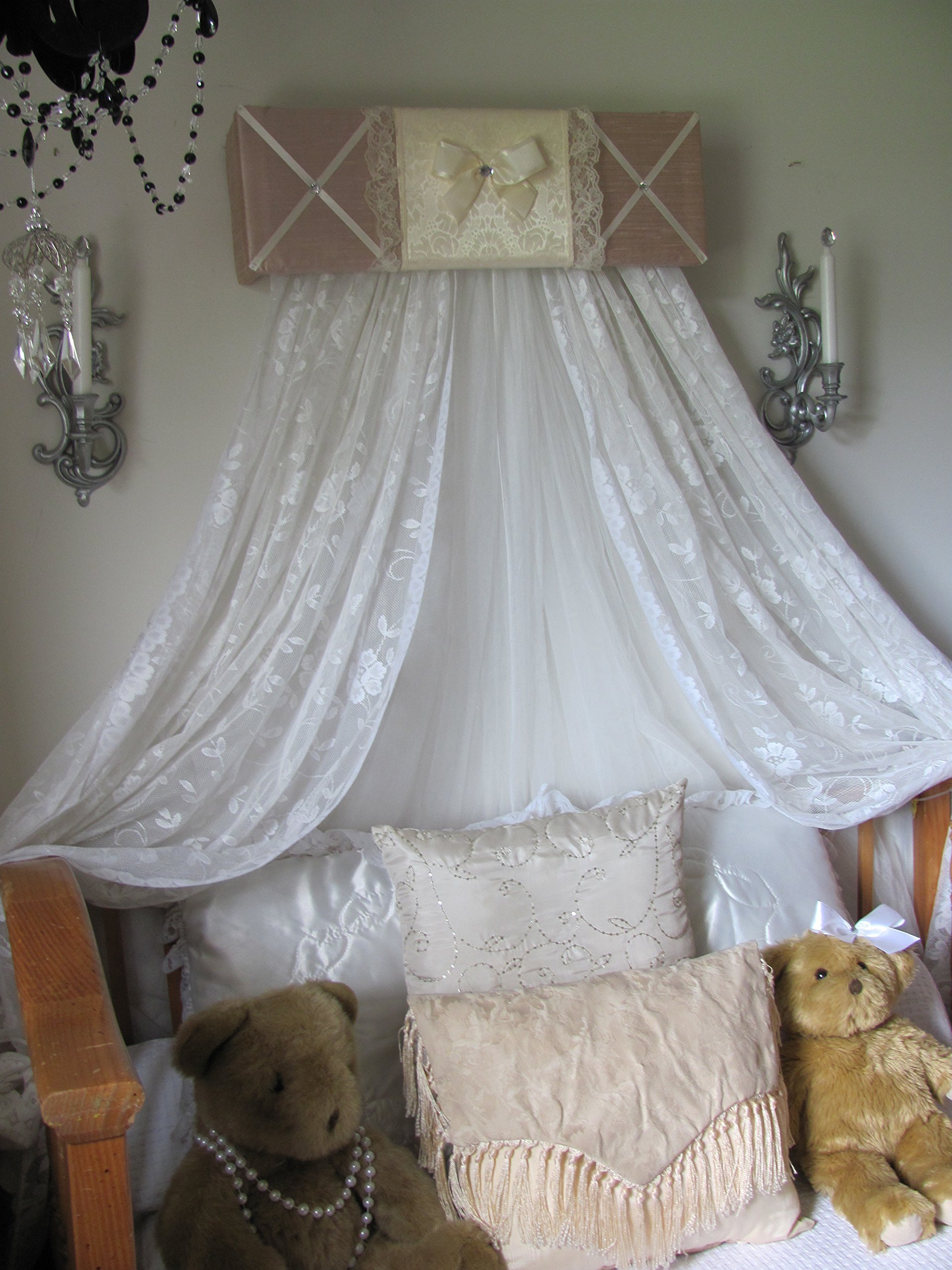 So Zoey Boutique Custom Designed Neutral Padded Canopy - Taupe Ivory Cream Bedroom Decor for Nursery, Wedding, or Boho Chic Bedroom