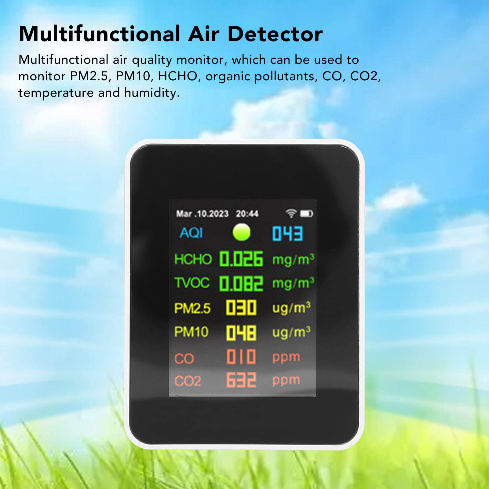 9 in 1 Air Quality Monitor - Indoor Air Quality Detector for PM2.5 PM10 CO CO2 HCHO - Portable Air Pollution Meter for Home, Office, Nursery, Grow Tent | Improve Indoor Air & Protect Family Health