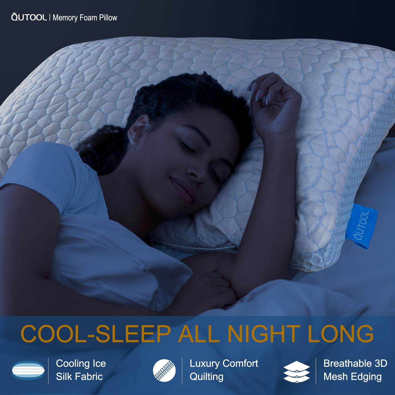 QUTOOL Enhanced Cooling Pillows for Sleeping - 2 Pack Shredded Memory Foam Pillows, Standard Size Bed Pillows Set of 2, Supportive Yet Soft for Side & Back Sleepers | Perfect for Hot Sleepers, Neck Pain Relief & Better Sleep Quality