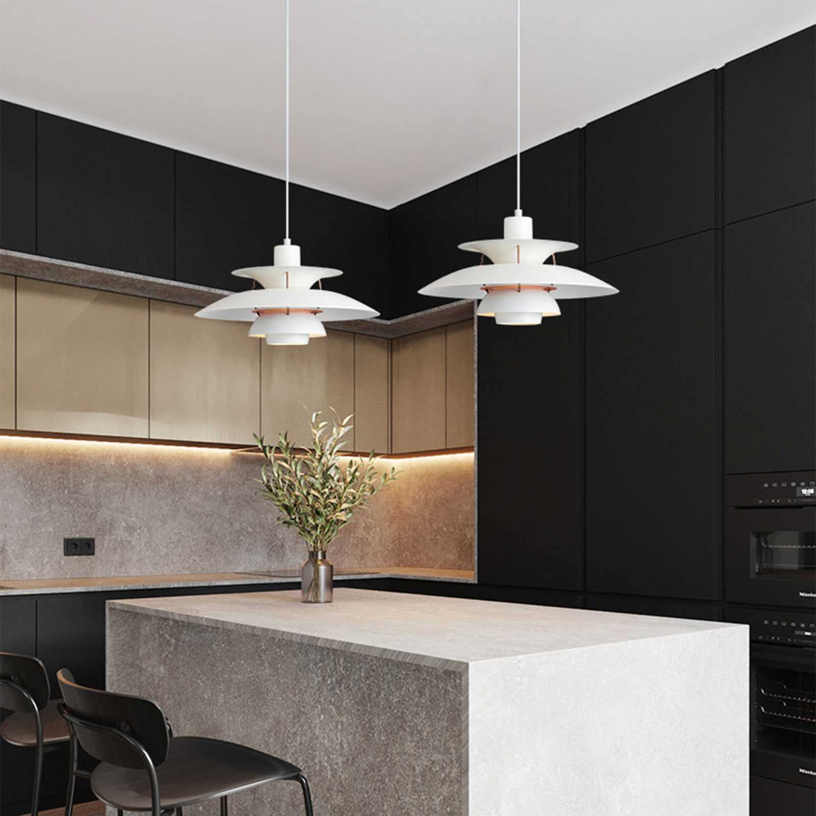 PH5 Pendant Light - Modern Danish Style Aluminum Chandelier | Minimalist UFO Ceiling Lamp with Bulb Included (50cm) for Living Room, Dining Room, Kitchen & Restaurant Decor