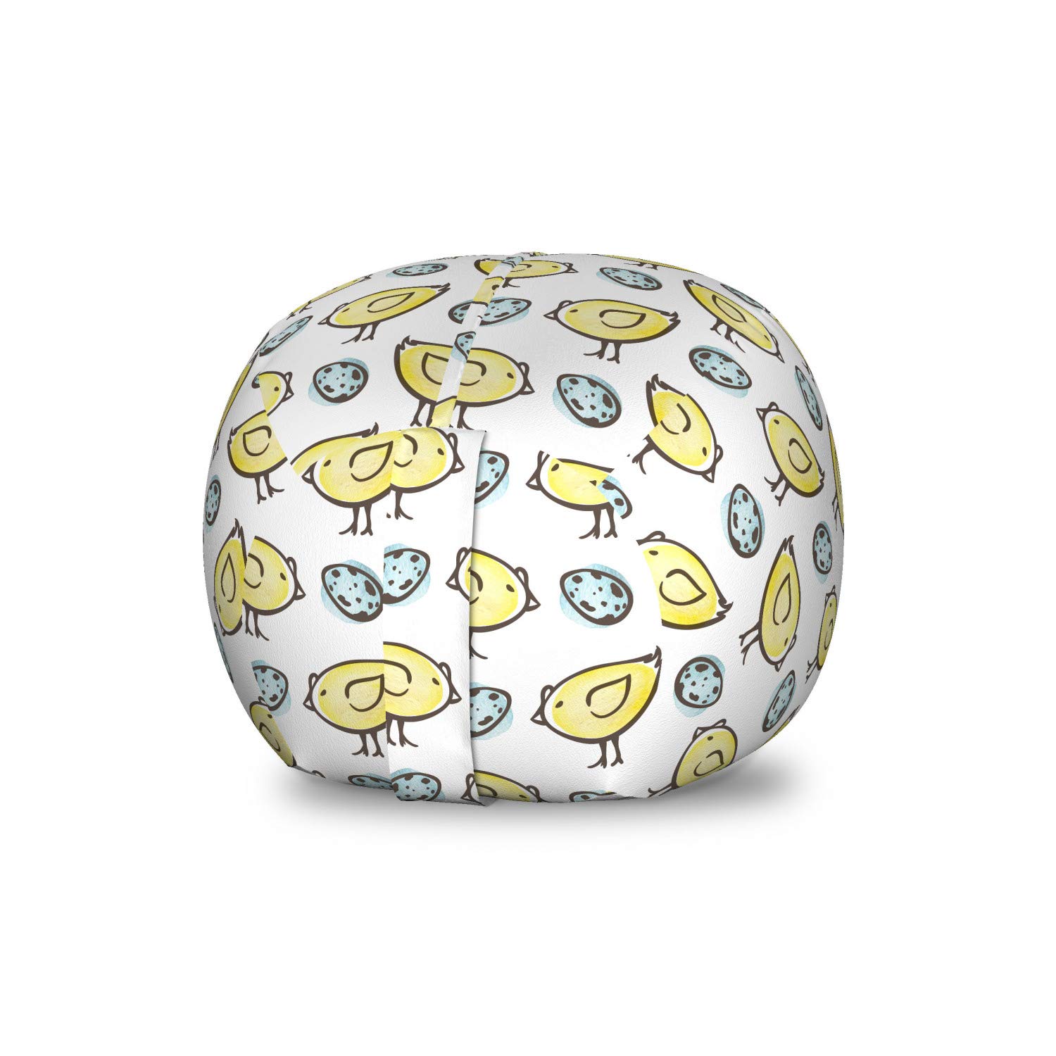 Ambesonne Yellow Bird Toy Storage Bag - Pastel Doodle Pattern for Kids' Room Organizer