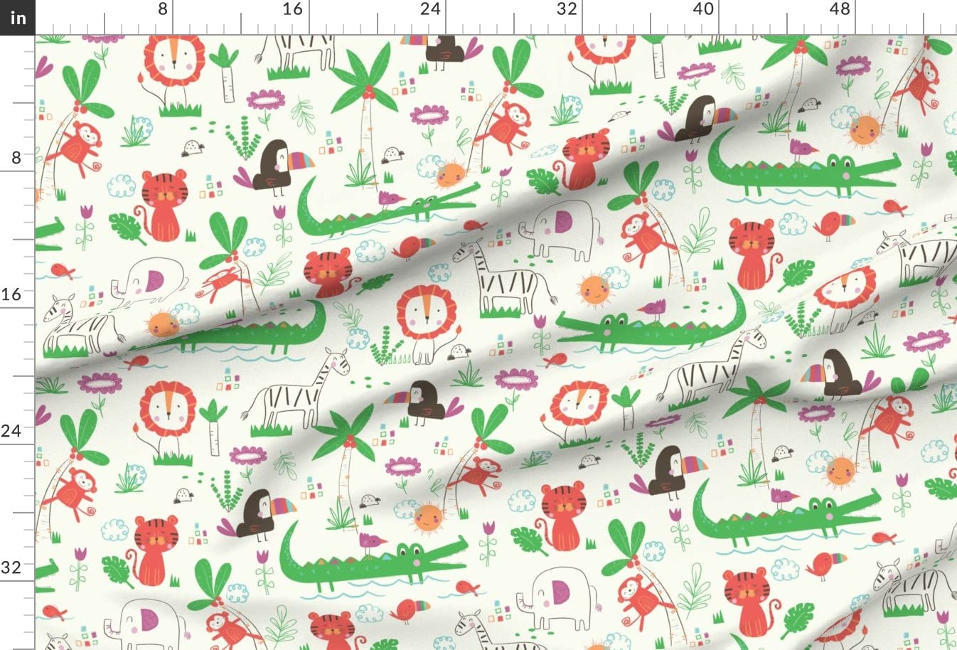 Premium Safari Animal Print Minky Fabric - Bird, Fish, Tree, Jungle, Lion, Zebra, Monkey & Alligator Design - Soft Plush Fat Quarter for Baby Blankets, Quilt Backing & DIY Sewing Projects - Perfect for Nursery Decor, Kids Room & Handmade Gifts