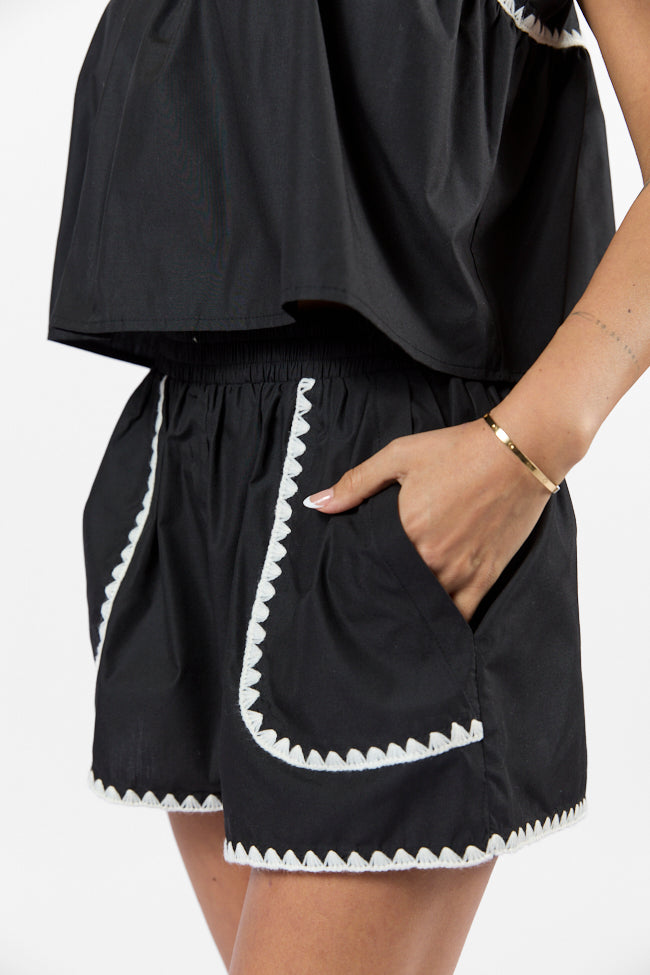Island Groove Black Stitched Trim Two Piece Set - Stylish Matching Outfit for Women | Perfect for Beach Vacations, Summer Parties & Casual Wear