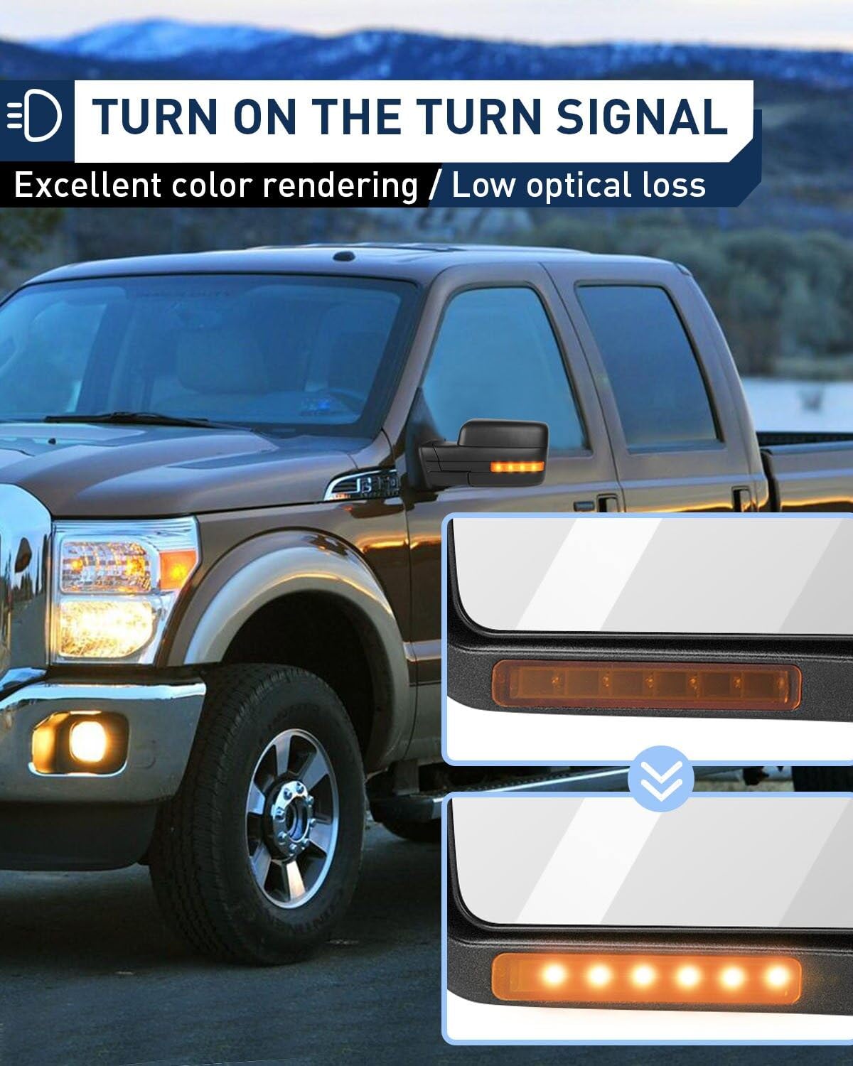 ECCPP Power-Adjustable Heated Towing Mirrors with Turn Signal & Puddle Light - Compatible with Ford F-150 2004-2014 Models - Left & Right Side Black Cap Manual Folding Mirrors - Perfect for Towing, Camping & Off-Road Adventures